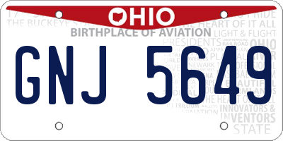 OH license plate GNJ5649