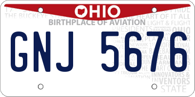 OH license plate GNJ5676