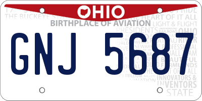 OH license plate GNJ5687