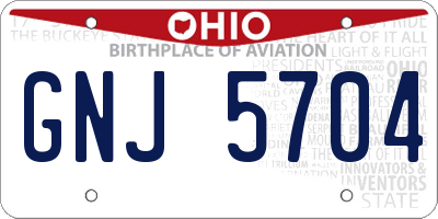 OH license plate GNJ5704