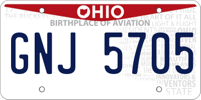 OH license plate GNJ5705