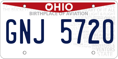 OH license plate GNJ5720