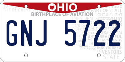 OH license plate GNJ5722