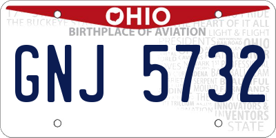 OH license plate GNJ5732