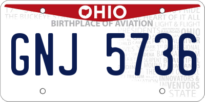 OH license plate GNJ5736