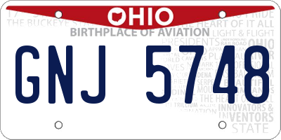 OH license plate GNJ5748