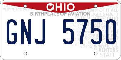 OH license plate GNJ5750