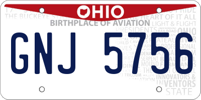 OH license plate GNJ5756