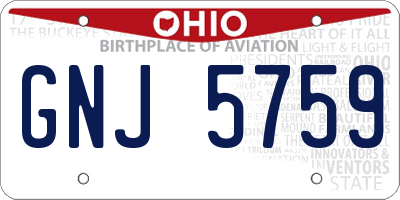 OH license plate GNJ5759