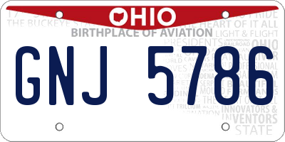 OH license plate GNJ5786