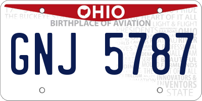 OH license plate GNJ5787