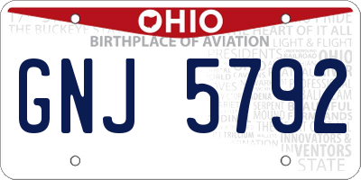 OH license plate GNJ5792
