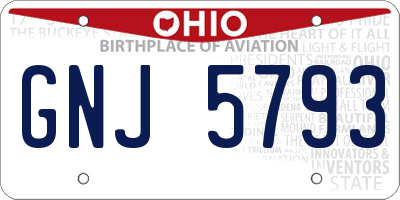 OH license plate GNJ5793