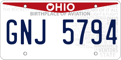 OH license plate GNJ5794