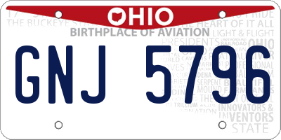 OH license plate GNJ5796