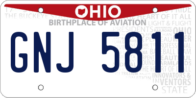 OH license plate GNJ5811