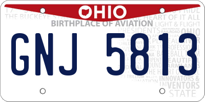 OH license plate GNJ5813
