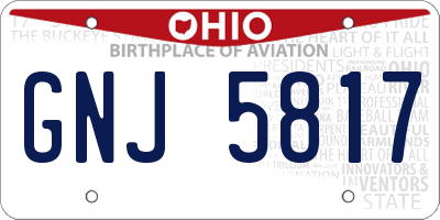 OH license plate GNJ5817