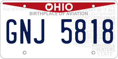 OH license plate GNJ5818