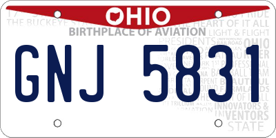 OH license plate GNJ5831