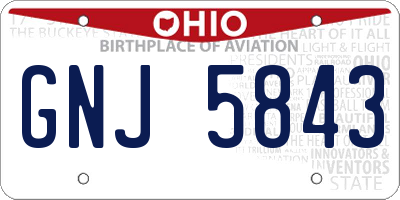 OH license plate GNJ5843