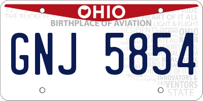 OH license plate GNJ5854