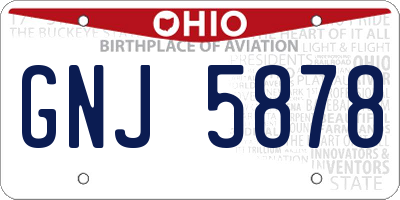 OH license plate GNJ5878