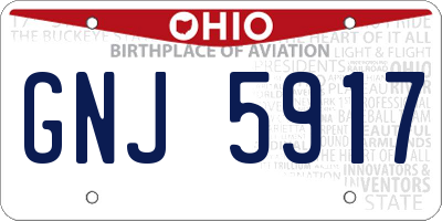 OH license plate GNJ5917
