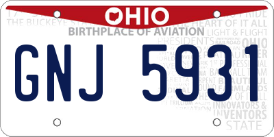 OH license plate GNJ5931