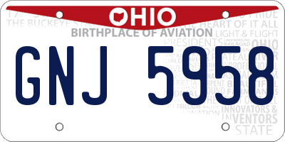 OH license plate GNJ5958