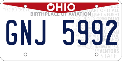 OH license plate GNJ5992