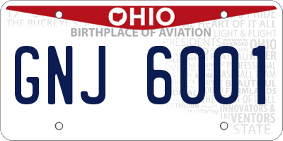 OH license plate GNJ6001