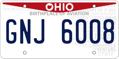 OH license plate GNJ6008