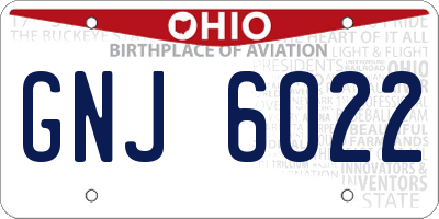 OH license plate GNJ6022