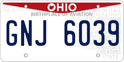 OH license plate GNJ6039