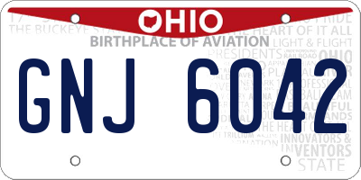 OH license plate GNJ6042