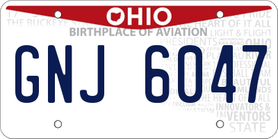 OH license plate GNJ6047