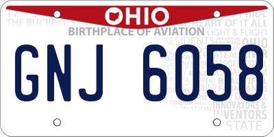 OH license plate GNJ6058