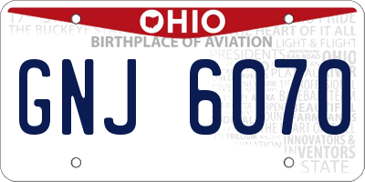OH license plate GNJ6070