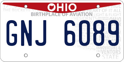 OH license plate GNJ6089