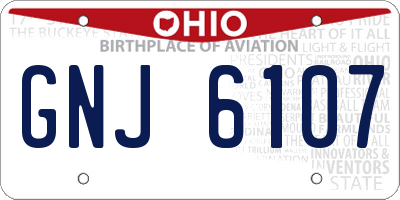 OH license plate GNJ6107
