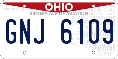 OH license plate GNJ6109