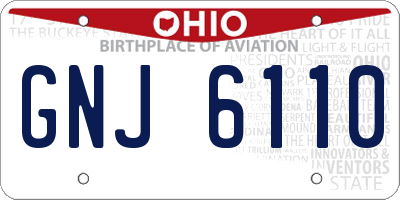 OH license plate GNJ6110