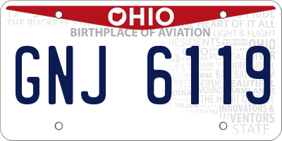 OH license plate GNJ6119