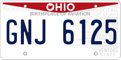 OH license plate GNJ6125