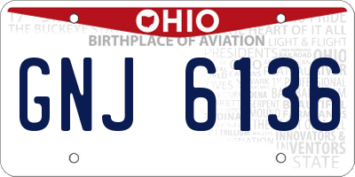 OH license plate GNJ6136