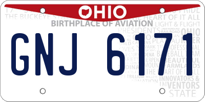 OH license plate GNJ6171
