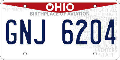 OH license plate GNJ6204