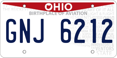 OH license plate GNJ6212