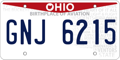 OH license plate GNJ6215